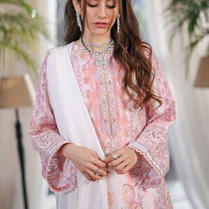 Ansab Jahangir: 3pc Silk Shalwar Kameez - Size ML